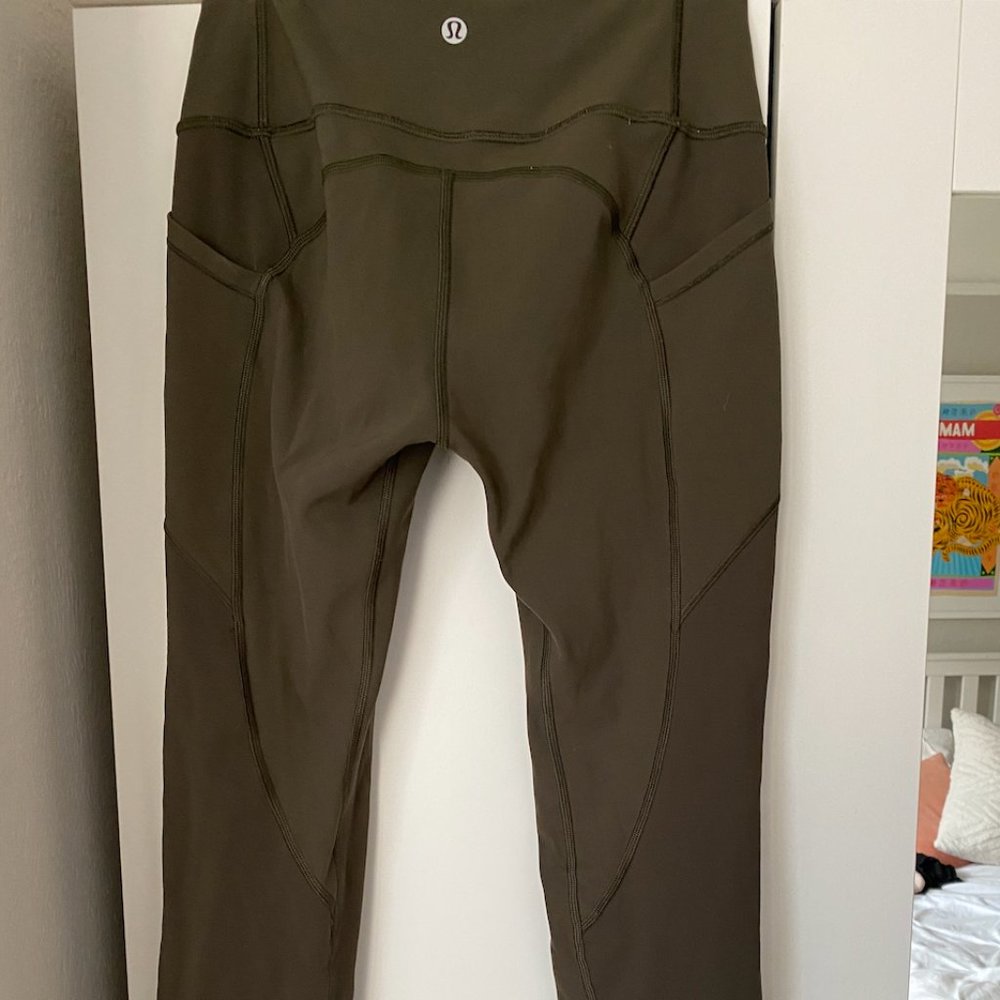 Dark Olive Lulu Lemon 7/8 Leggings w/ pockets